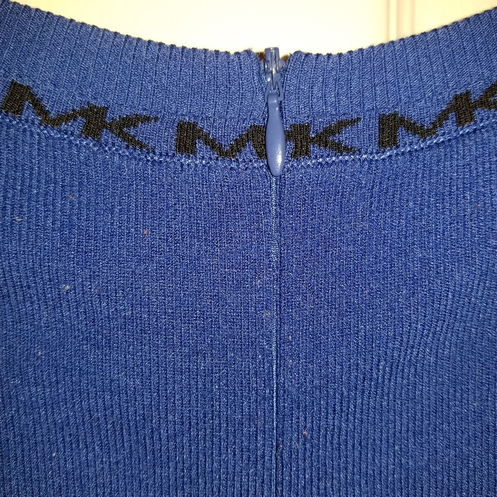 Michael Kors blue long sleeve dress with black MK accents - Picture 7 of 9